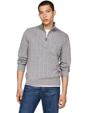 [Tommy Hilfiger] Cable Knit Half-Zip Jumper in Grey