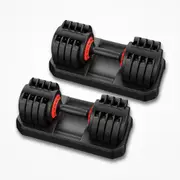 FitnessLab 2x32kg Adjustable Dumbbells Dumbbell Set Weight Dumbbells Plates Exercise Fitness 64kg