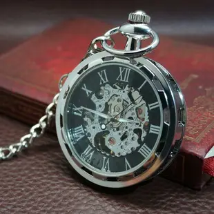 新款蒸汽朋克動漫個性復古機械懷錶 男女錶 鏤空無蓋羅馬學生掛錶