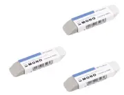 Tombow 57302 ES-510A MONO Sand and Rubber Eraser, 3-Pack. Erase Pencil and Ink