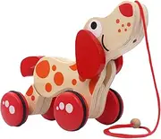 Walk Along Wood Toy - Puppy Pull Along Toddler Toy Walking Toy | Push Developmental Pull Toys Kids Toy with String for Boys & Girls
