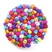 Felt Ball Trivets Round, Rainbow - Global Groove (T)