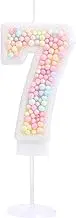 EAKE 7 Birthday Candle 3D Macaron Glitter Number 7 Candle for Birthday Cake Girl Women Sweet Theme 7th Birthday Wedding Anniversary Party Cake Decor