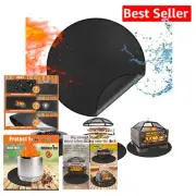 53" Fireproof and Waterproof Grill Mat - Round Heat-Resistant Pad for Safety