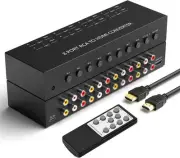8 Port RCA to HDMI Converter 1080P/720P Composite CVBS AV Switch Black