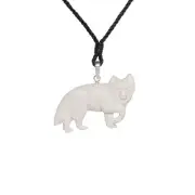 Carved Bone Necklace Sterling Silver Wolf Spirit Totem Pendant - 81stgeneration