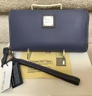 Dooney & Bourke Emerson Leather Large Zip Around Wristlet in STEEL BLUE