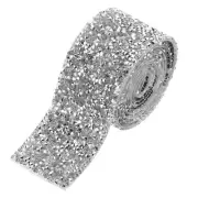 Rhinestone Ribbon 1.6 Inch 1 Yards Crystal Ribbon Trim Roll Silver