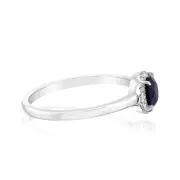 0.67 Carat Created Sapphire and Diamond Ring in 9ct White Gold, Q