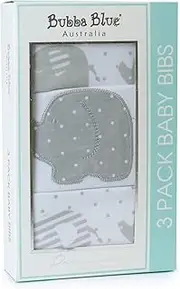 Bubba Blue Petit Elephant Bib Set, Neutral Grey/White, 3 Piece
