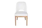 SK Designer Living | Maribel Boucle Dining Chair | White Fabric | Natural Legs