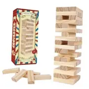 Tumble Tower Game for Kids and Adults, 54pcs Wooden Board Stacking Color Box