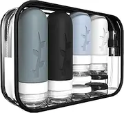 18pack Travel Bottles for Toiletries,TSA Approved Silicone Travel Containers jar for Toiletries,Leak Proof Refillable Liqus Shampoo And Conditioner Travel Essentials toiletry Bottles (Dark)