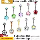 10PCS Belly Rings Balls Crystal Surgical Steel Navel Piercing Jewellery