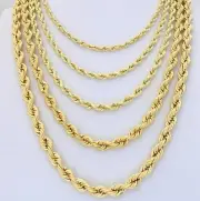 10K Real Authentic Yellow Gold 6mm 28" Hollow Rope Chain Pendant Necklace