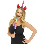 Puking Rainbow Unicorn Selfie Kit Costume Headband Accessory Set, Multi, OS
