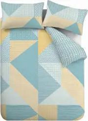 Bedding Larsson Geo Single Duvet Cover Set with Pillowcase Ochre Teal