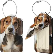 [STVYUKL] Cute Beagle Dog Luggage Tags 4 Pcs for Suitcase Waterproof Leather Suitcase Tags Privacy Cover Name Id Label and Metal Loop Baggage Tags for Women Men Travel