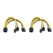2Pcs EPS CPU 12V 8Pin Female to Dual 8Pin (4+4)Pin EPS 12V Male Motherboard Power Supply Cable Y Splitter Adapter Sleeve Black yellow