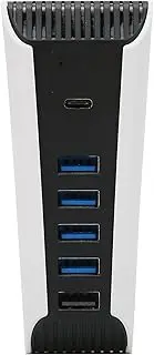 KOSDFOGE ABS 5 in 1 USB Hub High‑Speed Expansion Adapter with USB2.0 Type‑C Ports Compatible with PS5 Console