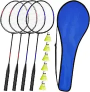 KH Shuttlecock Set Badminton Racket Set of 2 or 4 for Adults Children, Rackets, Shuttlecocks and Carry Bag Included