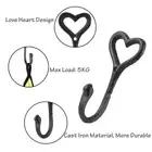 Versatile Black Iron Heart Coat Hooks for Hanging Clothes and Keys