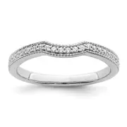 0.14ct. CZ Solid Real 14k White Polished Matching Wedding Wedding Band Ring