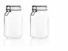 2x Glass Clip Jars Candy Food Seasoning Condiment Storage Container 1.5L