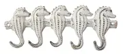 Mr Gecko Cast Iron Hand Made Wall 4 Hook Hanger Seahorse Design Antique White