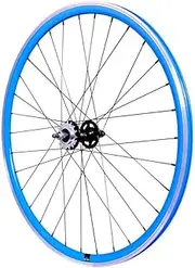 cyclingcolors 1 x Bicycle Rear Wheel Rim Complete Edge Radius Hub for Fixie Bicycle Single Speed Size 700 (13-622) TubeType Fixed Sprocket 16 Teeth Flip Flop Aluminium Blue