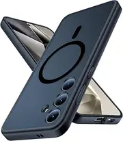 [ELEPIK] Stronger Magnetic for Samsung Galaxy S24 Plus Case, [10 FT Military Grade Drop Tested] [Compatible with MagSafe] Slim Protective Matte Silicone S24 Plus Case, Translucent Back, Black.