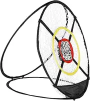 Golf Net Train Netting Cage Foldable Golfing Use Chip Accessories Training Outdoor Indoor Hitting Practice Hit Return Chipping Mat Black Polyester