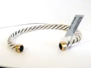 BRAND NEW DAVID YURMAN 18K GOLD SS MENS BLACK ONYX CABLE CUFF BRACELET