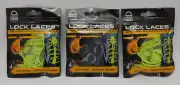 3x Pair No Tie Shoelaces LOCK LACES Elastic One Size Fits All 1 Black & 2 Green