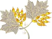 [BESPORTBLE] 2pcs Elegant Crystal Brooch for Women Fashion Pearl Decorative Pin for Sweaters Scarves and Fall Outfits Versatile Jewelry Accessory for Thanksgiving Parties