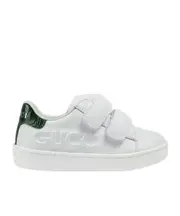 Gucci Kids Ace Round Toe Double-Strap Sneakers 22,20,21 white/green