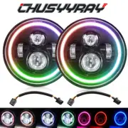 Pair 7 inch Round RGB Hi Lo Beam Headlights Chrome for Ford F100 F150 F250 TrucK (for: Ford)