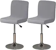 Home/Commercial Bar Stool Chair Covers with Backs, Available in Sets of 1, 2, 3, 4, 5, or 6, Stretch Elastic Dining Chair Protectors Made of 84% Polyester and 16% Spandex(Ash,2 Items)