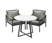 Livsip 3PCS Outdoor Dining Setting Table Sofa Chairs Patio Furniture Bistro Set