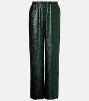 [Dries Van Noten] Dries Van Noten Sequined straight pants AU 14 green