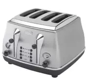 DeLonghi CTO4003S Icona 4 Slice Toaster -Silver Brand NEW