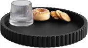 Decorative Tray for Coffee Table, Living Room, Side Table, 11" Black Round Concrete Home Decor Serving Trays for Accent Table, Console Table