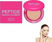 Peptide Bounce Foundation, Peptide Bounce Balm Foundation, Full Coverage Foundation for Mature Skin, Hydrating,Smooths Texture, Medium Buildable Coverage Powder Makeup, For All Skin Types (Naturalt)