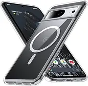 [NO.1 Magnetic] for Google Pixel 8 Case with MagSafe [Transparent Anti-Yellow] [Military Protection Shockproof] [Transparent Hard Case] with Soft Silicone Bumper for Google Pixel 8 Case Thin 6.2 Inches, Clear