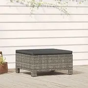 Patio Furniture Sets Garden Footrest with Cushion Grey Poly Rattan