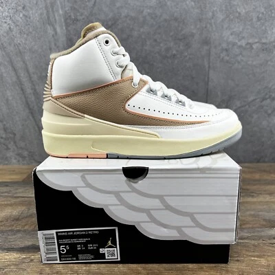 Air Jordan 2 Retro Sunset Haze Sz 5.5 Womens Sail Desert Sunset Muslin Sneakers