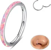 ESHIONER G23 Titan Septum Piercing Helix Ring Nasenpiercing Ring Nasenring Piercing Ohr Nostril Tragus Conch Daith Clicker Lippenpiercing Nose Ringe Opal Hypoallergen Gold Silber 18G 16G 6MM/8MM/10MM