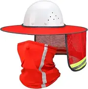 [SATINIOR] 2 Pcs Sun Hard Hat Neck Protection High Visibility Full Brim Mesh Sun Protection and Neck Gaiter Bandana Face Scarf for Hard Hat Accessories, Reflective