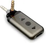 Aux Bluetooth Receiver for Car, Mini Bluetooth Aux Adapter v5.3 with Swivel 3.5mm Audio Jack for Hi-Fi Home Stereo Music Streaming, Handsfree Calling, 12 Hours Battery Life, Adjustable Volume