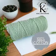 4MM macrame Braided cord SPEARMINT, 100m Cotton Rope Yarn Supplies Melbourne